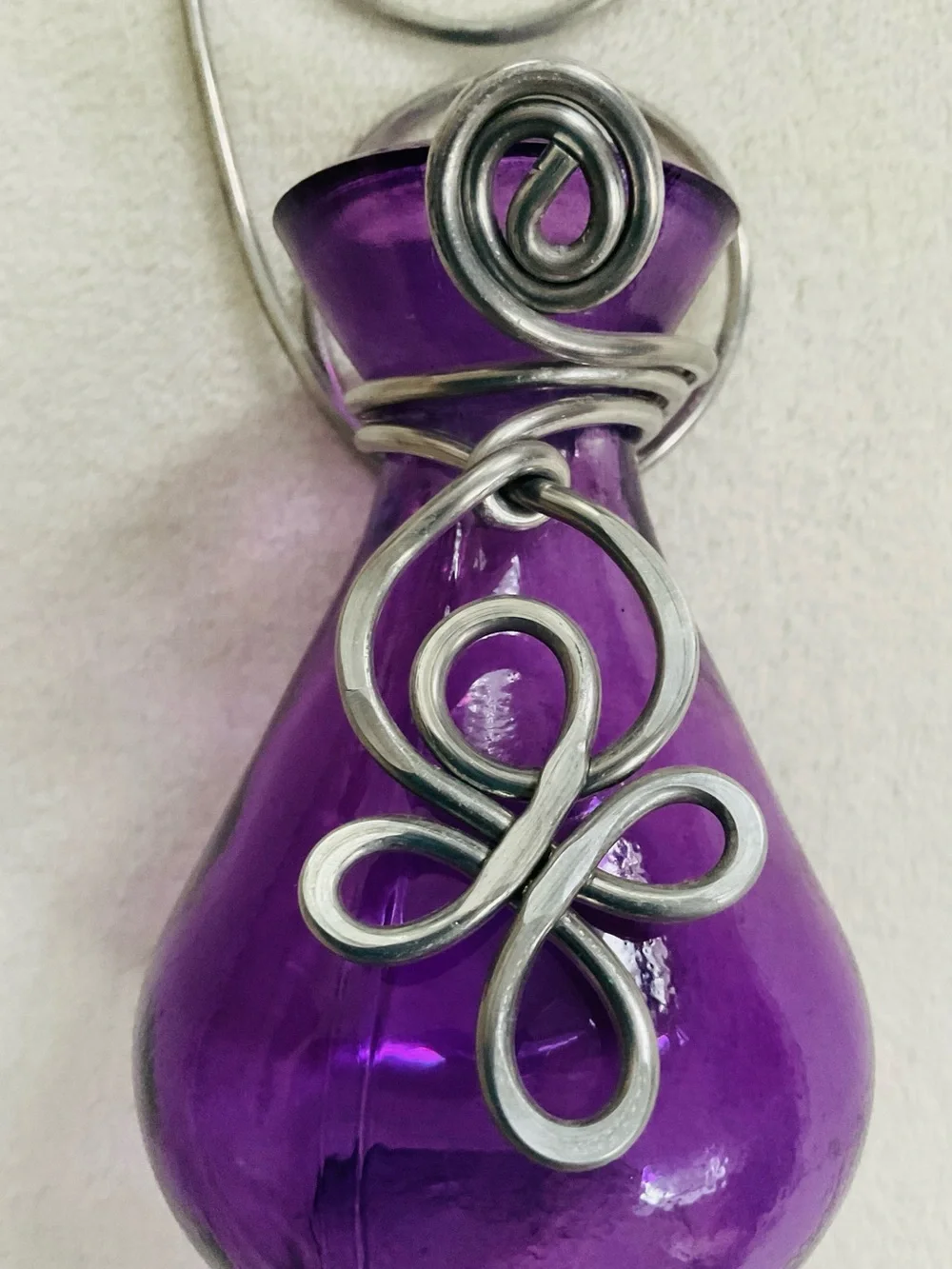 Purple Celtic Knot Hanging Glass Bud Vase Wall Decor